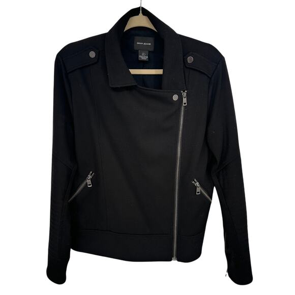 DKNY Jeans Black Moto Jacket Silver Zipper Closure Zipper Accents Outdoors L - Picture 1 of 7